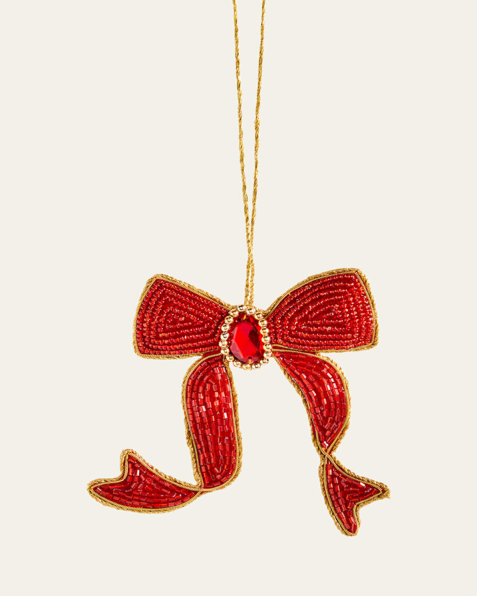 Beaded Bow Christmas Ornament